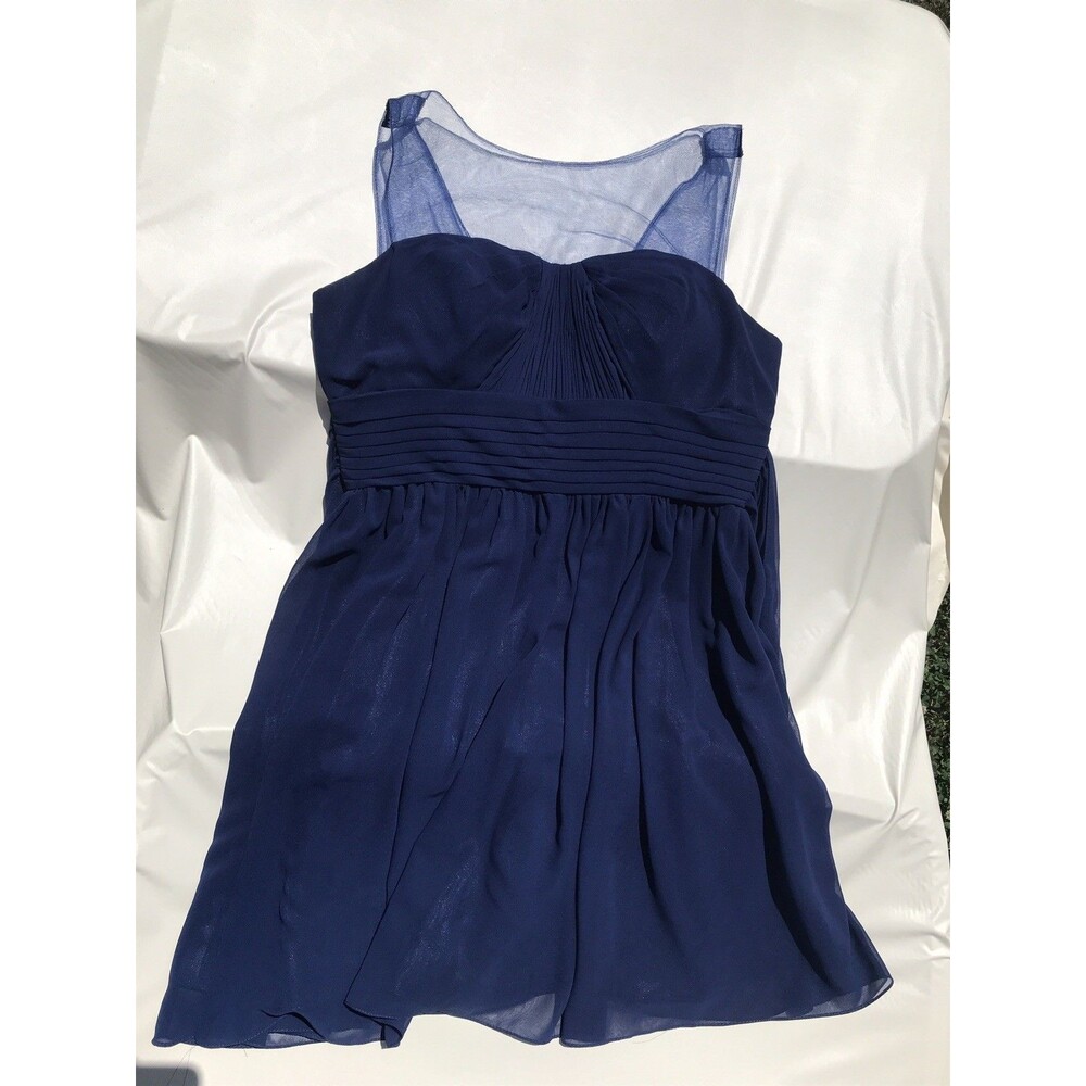 Poly USA By Neblon Sheer Mesh Blue Chiffon Dress Size Large